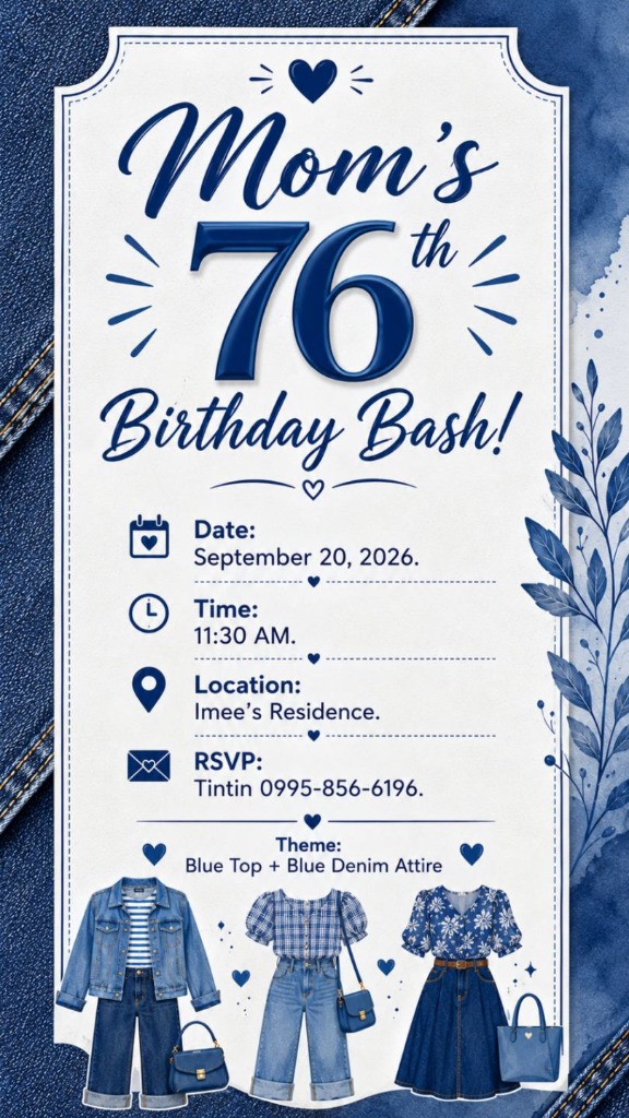 76th Birthday Bash Invitation Flyer